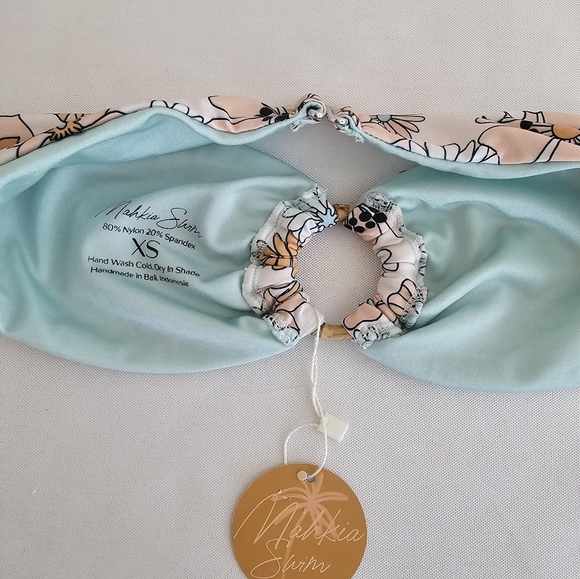 NWT Mahina Swim Floral Bandeau Bikini Top XS Handmade in Bali - Picture 6 of 9